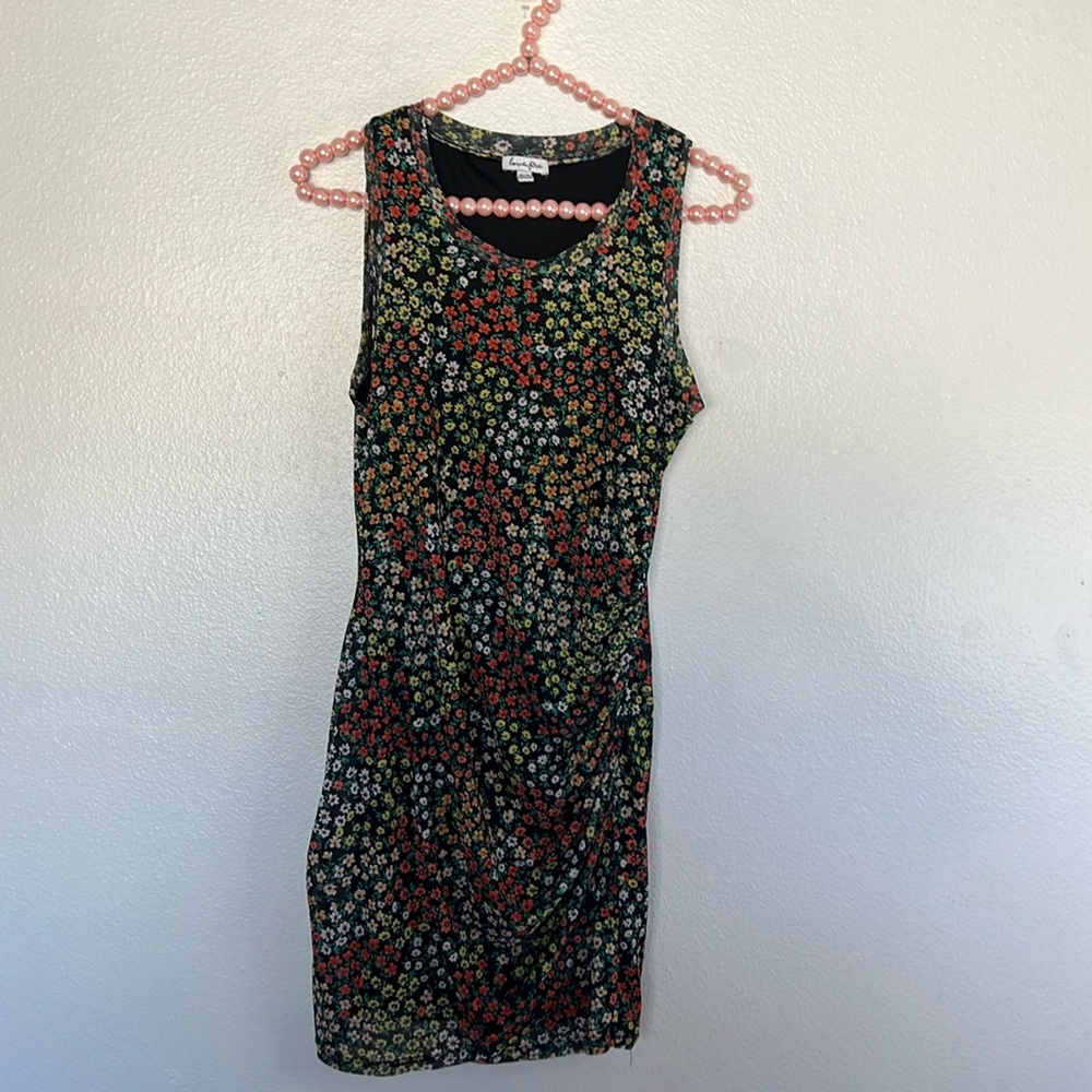 EUC Love Fire Sleeveless Floral Minidress Stretchy sz XS